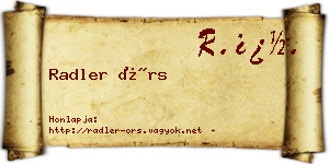 Radler Örs névjegykártya